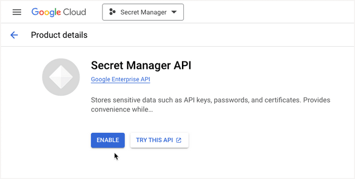 Enable Secret manager API