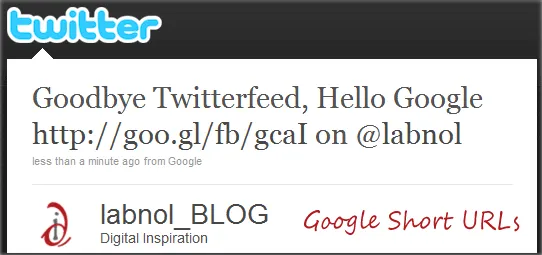 Google Short URLs on Twitter Google Short URLs on Twitter
