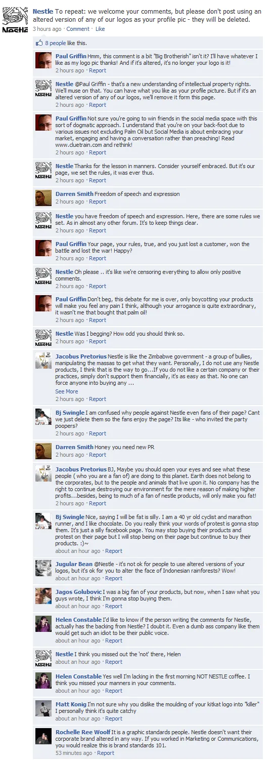 Facebook Page of Nestle Facebook Page of Nestle