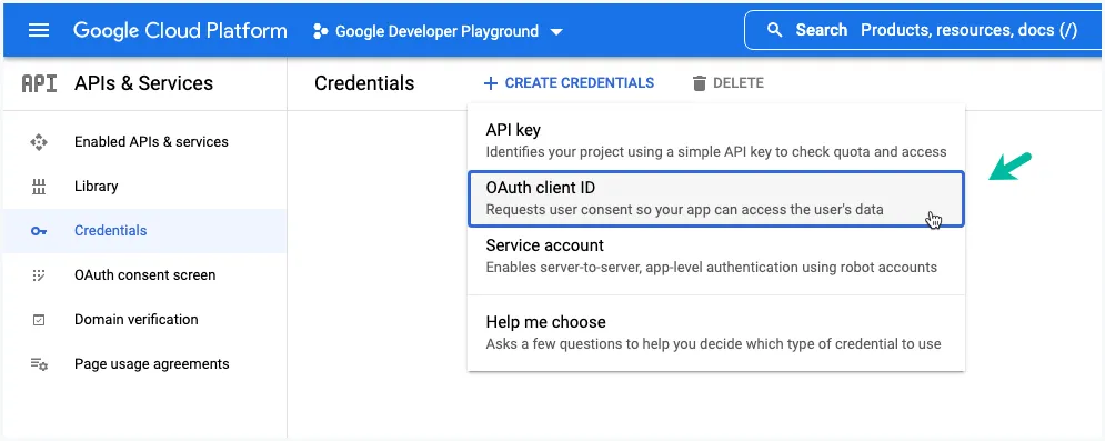 Create OAuth Client ID