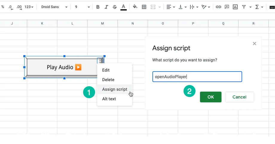 Audio Player in Google Sheets