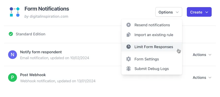 Open Google Forms Limiter