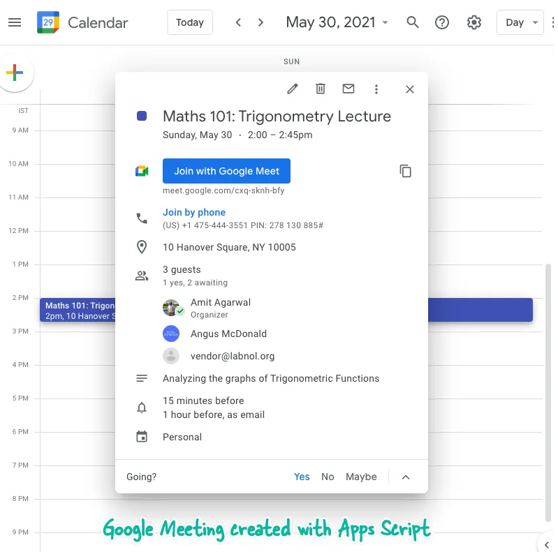 Schedule Google Meeting