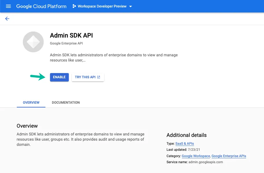 Enable Admin Directory SDK