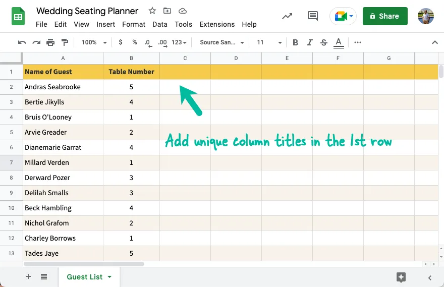 Wedding Seating Plan