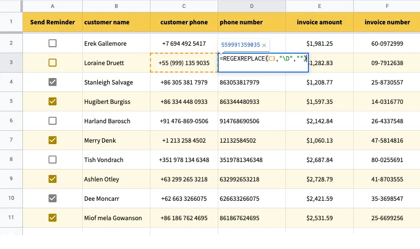 SMS Google Sheets