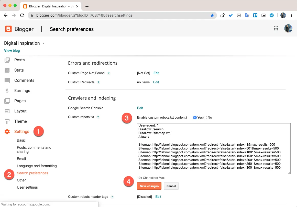 Blogger XML Sitemap