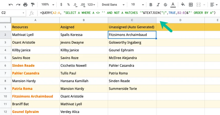 missing values - Google Query