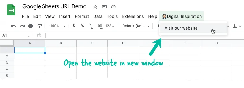 Google Sheets open Url