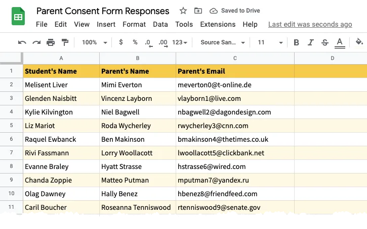 Student Parent's Data