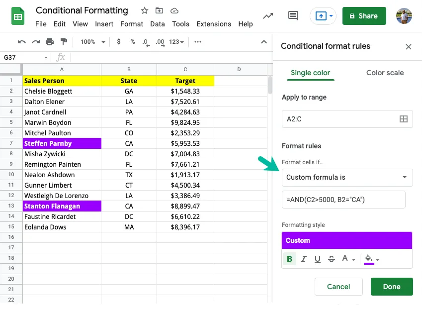 Multiple Criteria Formatting