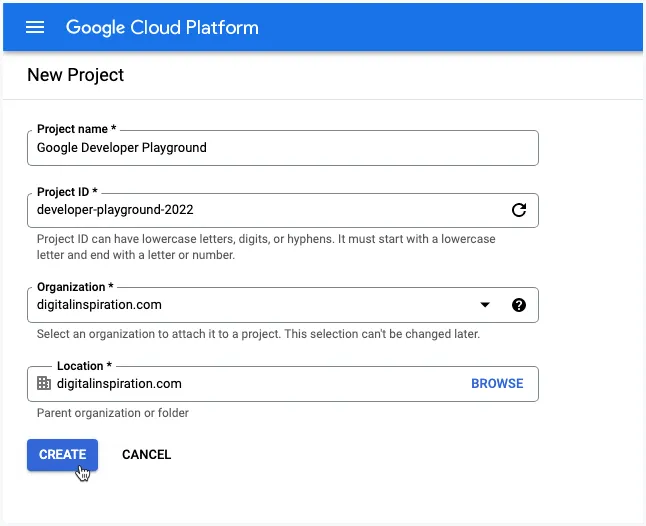 Create Google Cloud Project