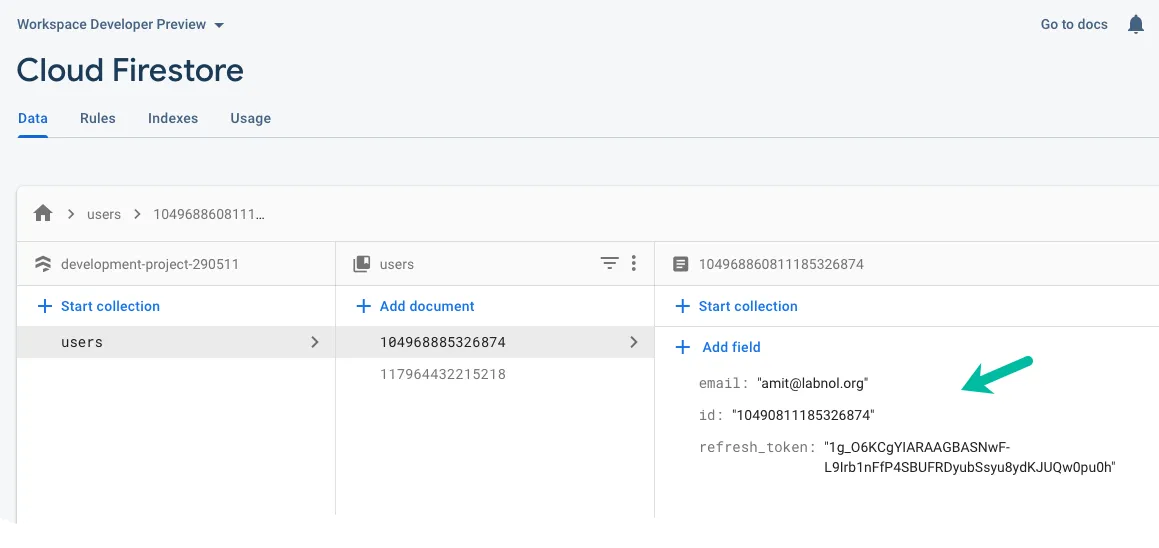 Firestore Access Token