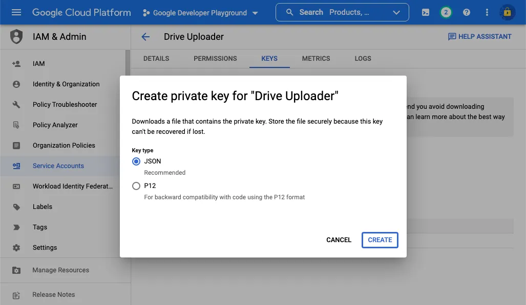 Service Account Key