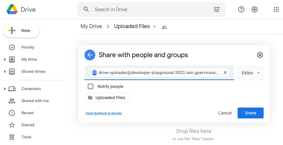 Share Google Drive Folder