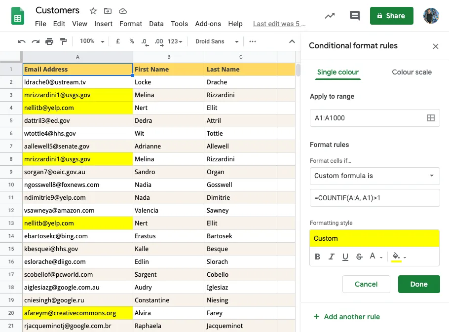 Duplicate Cells in Google Spreadsheet