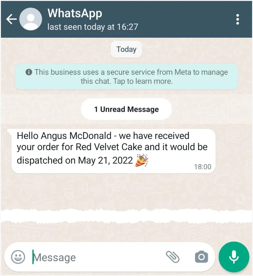 WhatsApp Message Text