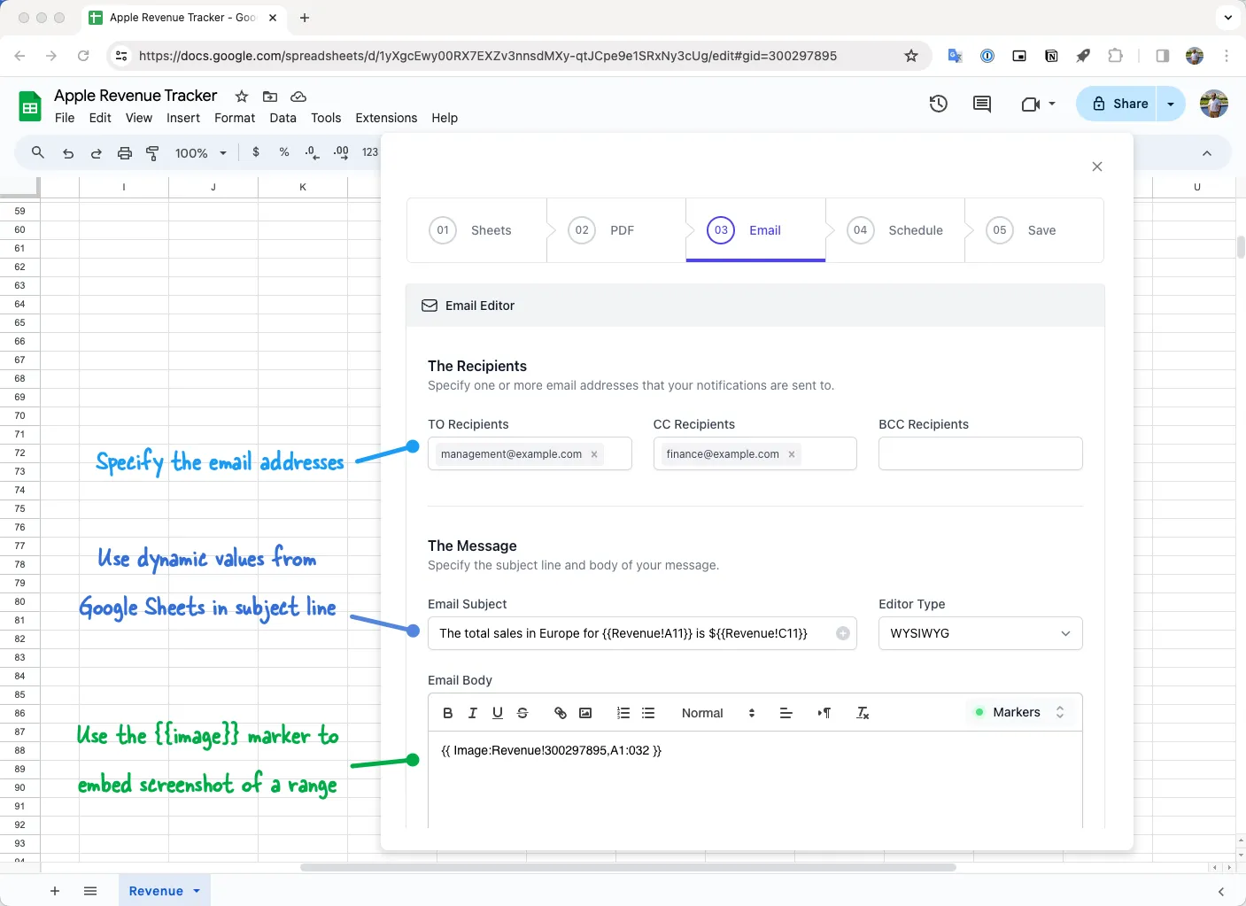 Screenshot of Google Sheets