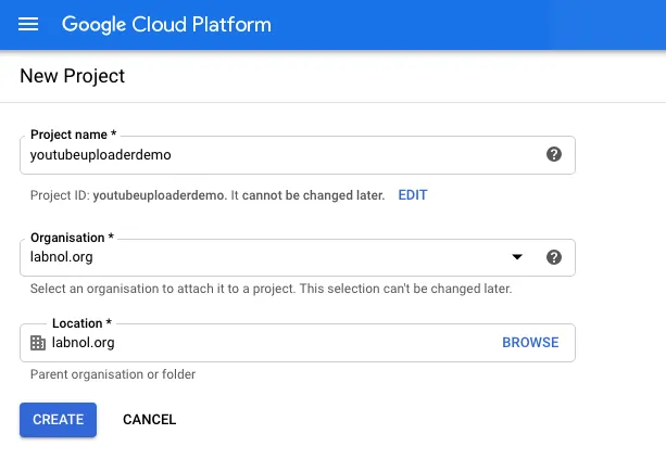 Create Google Cloud Project