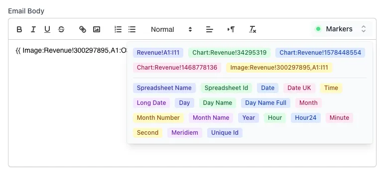 Screenshot Spreadsheet markers