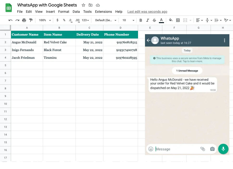 WhatsApp with Google Sheets