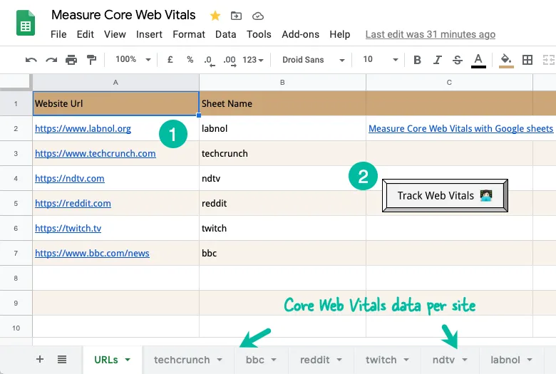 Core Web Vitals App