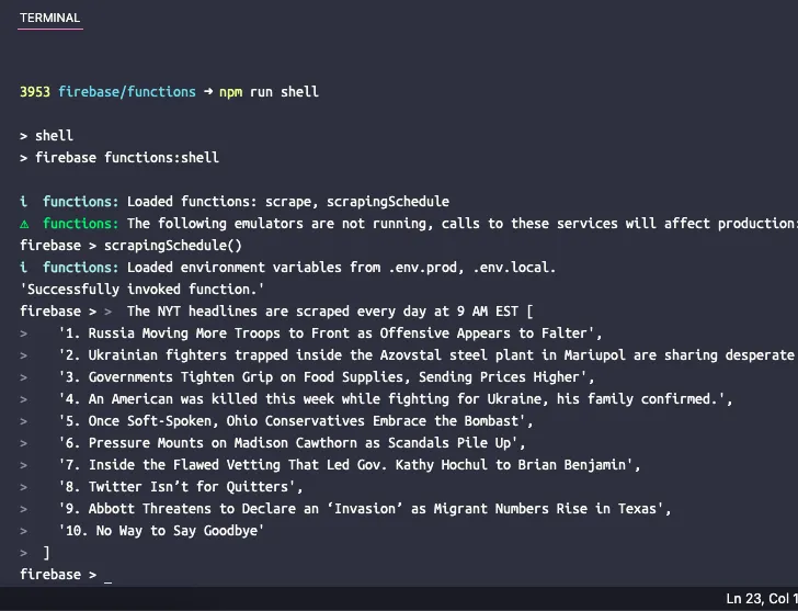 Firebase Functions Shell