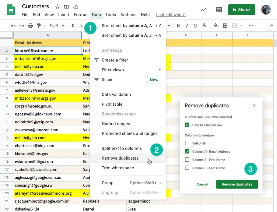 Remove Duplicate Rows