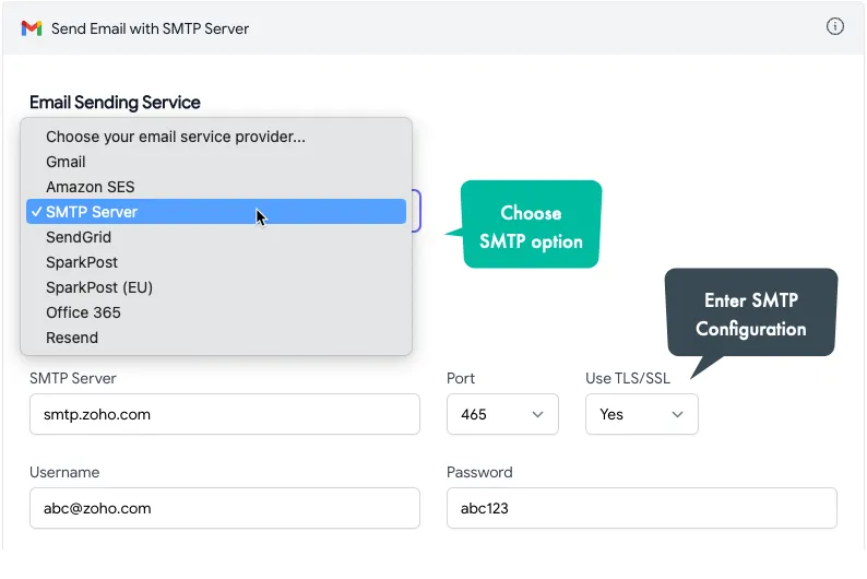 SMTP for Mail Merge