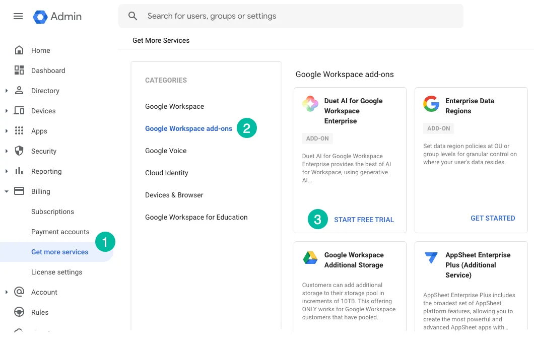 Duet AI in Google Workspace Admin