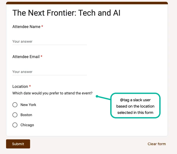 Google Forms for Slack Message