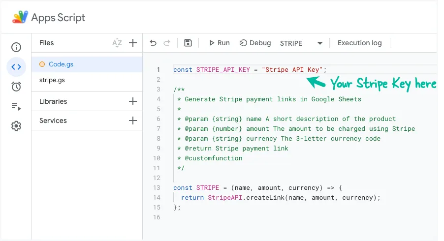 Stripe Function API key