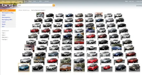 bing visual car search