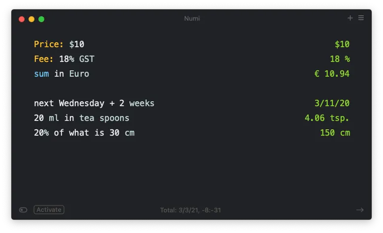 Numi.app - The Smart Mac Calculator