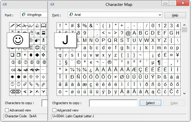 Windows Character Map