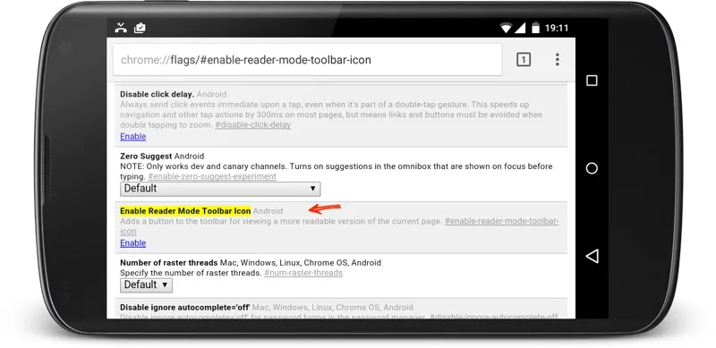 chrome://flags works in Chrome for Android too