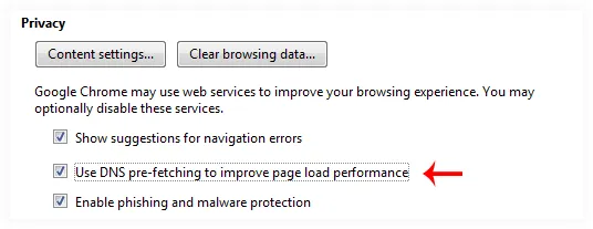 chrome browser settings