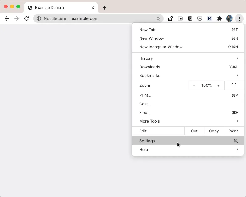 chrome settings menu