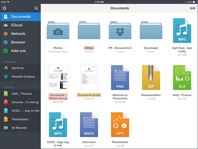 Documents App for iPad and iPhone