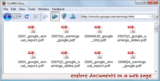 documents found on a web page