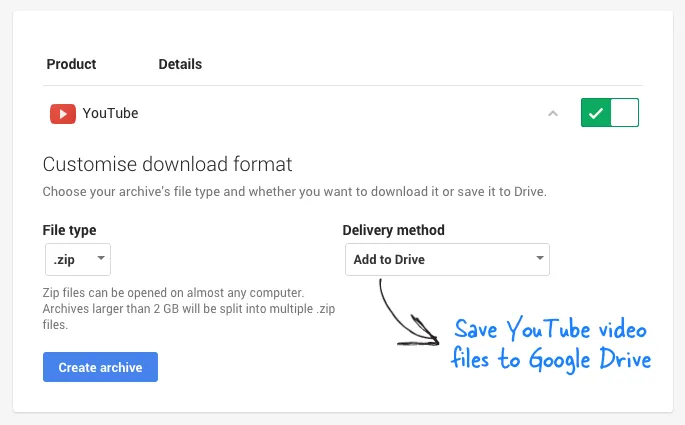 Download YouTube Videos to Google Drive