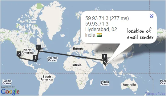 Location of Email Sender 