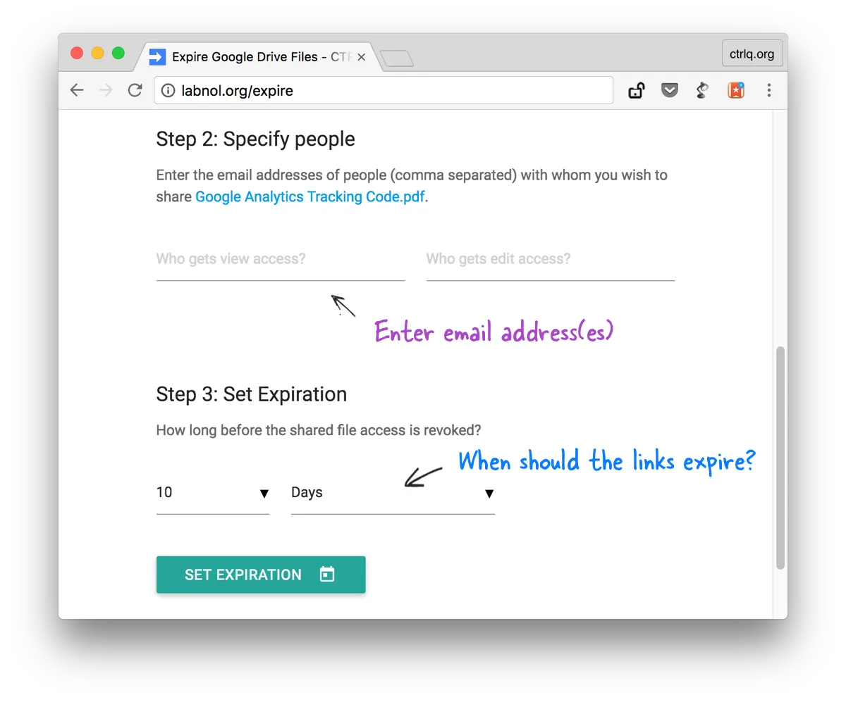 Auto Expire Google Drive Shared Links