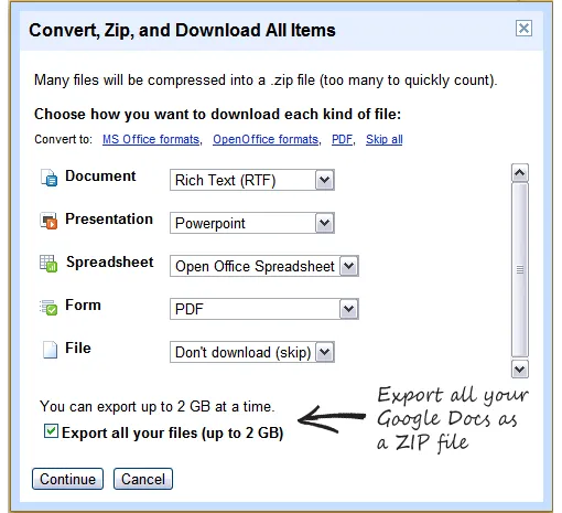 Google Docs - Export All Documents
