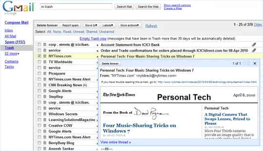 Gmail Reading Pane Appears On-Demand