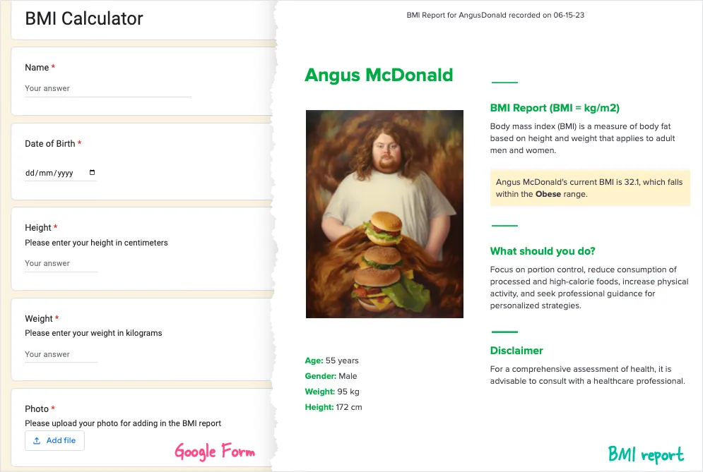 Google Forms BMI Calculator