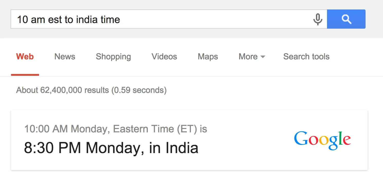 Google Time Zone Conversion