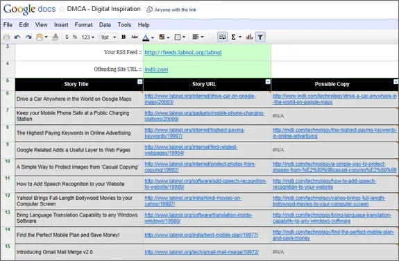 Google Docs DMCA