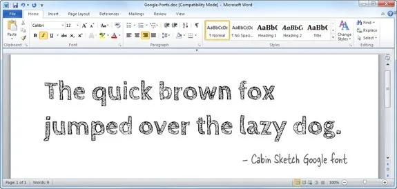 Google Fonts in Microsoft Office