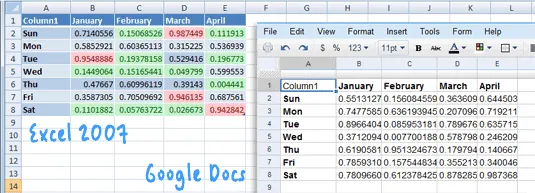 xlsx support in google docs